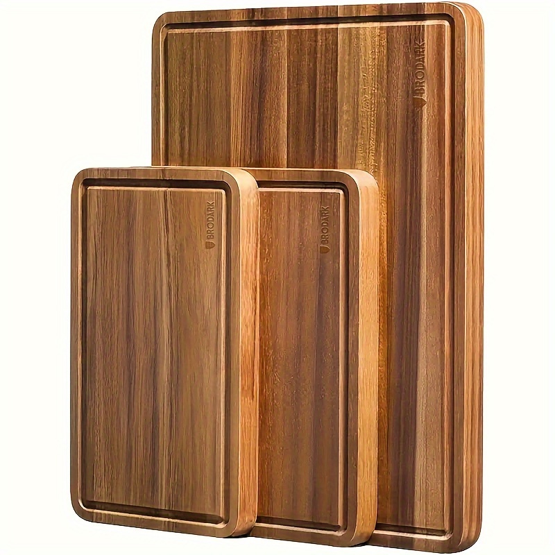 

Bamboo Cutting Boards For Kitchen, (set Of 3) Kitchen Chopping Board With Juice Groove Heavy Duty Serving Tray Wood And Wooden