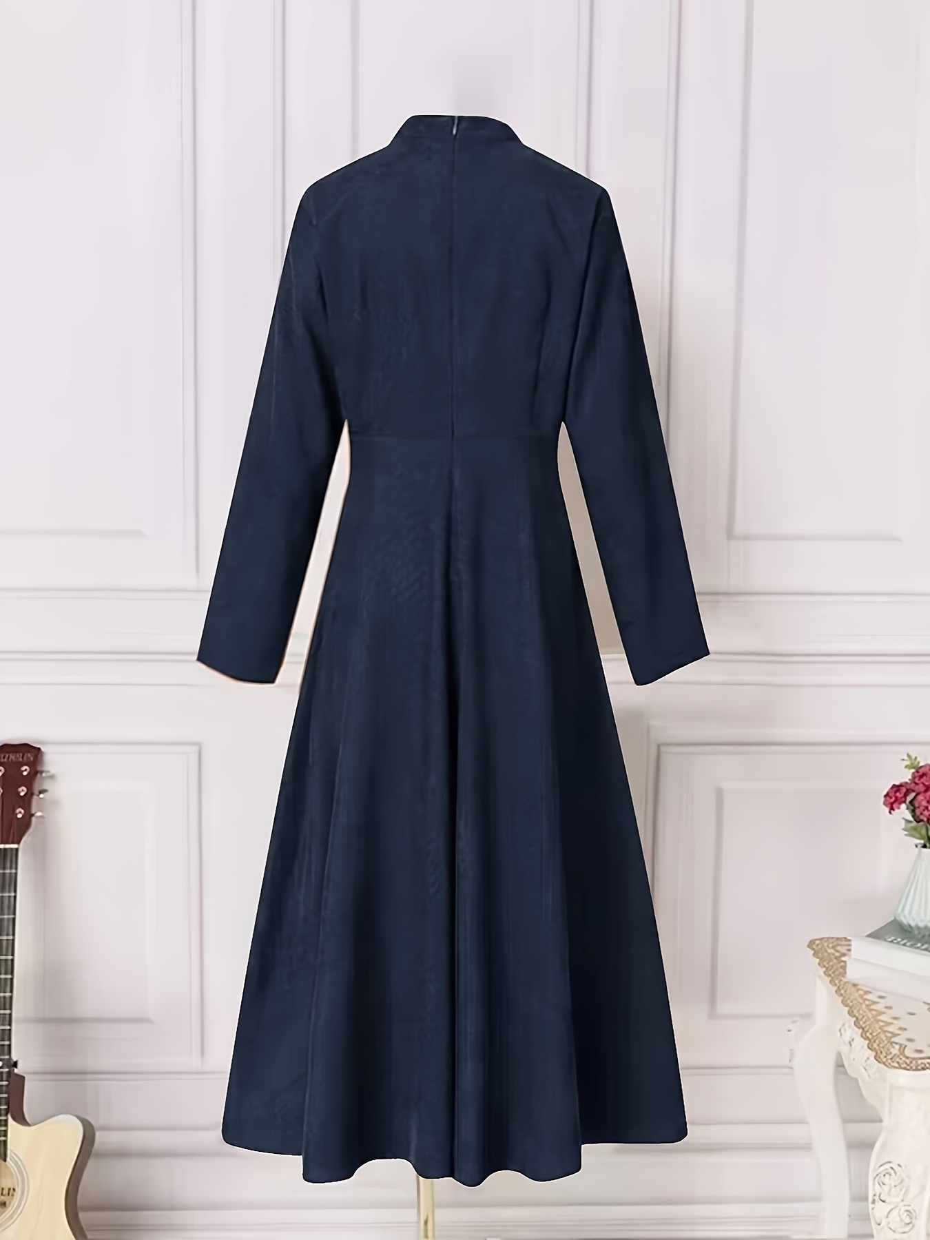 knee length dresses for ladies Electric Blue cheetah print long sleeve modest maxi dress