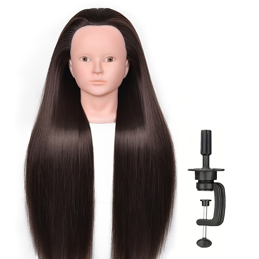 TEMU 24 Inch Makeup Mannequin Head With Straight Synthetic Hair With Desktop Stand, For Cosmetology Training, Eyelash Extensions Practice,