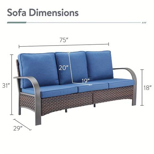 5 piece patio conversation sofa with swivel rocker chairs ottomans set