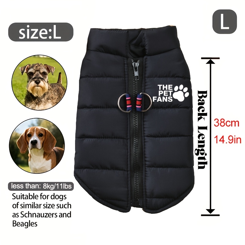 TEMU Ropa de invierno para perro, chaleco y chaqueta con cremallera para mascotas, para perros pequeños, medianos y grandes, abrigo para pug,