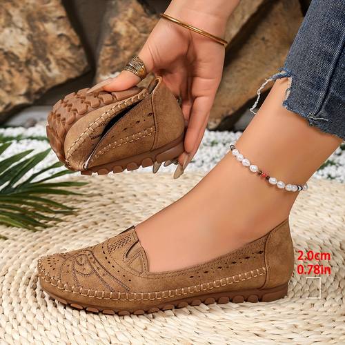 item picture fashionable vintage comfortable soft versatile womens flat loafer shoes solid color synthetic faux leather upper flannel inner tpr sole non woven fabric insole