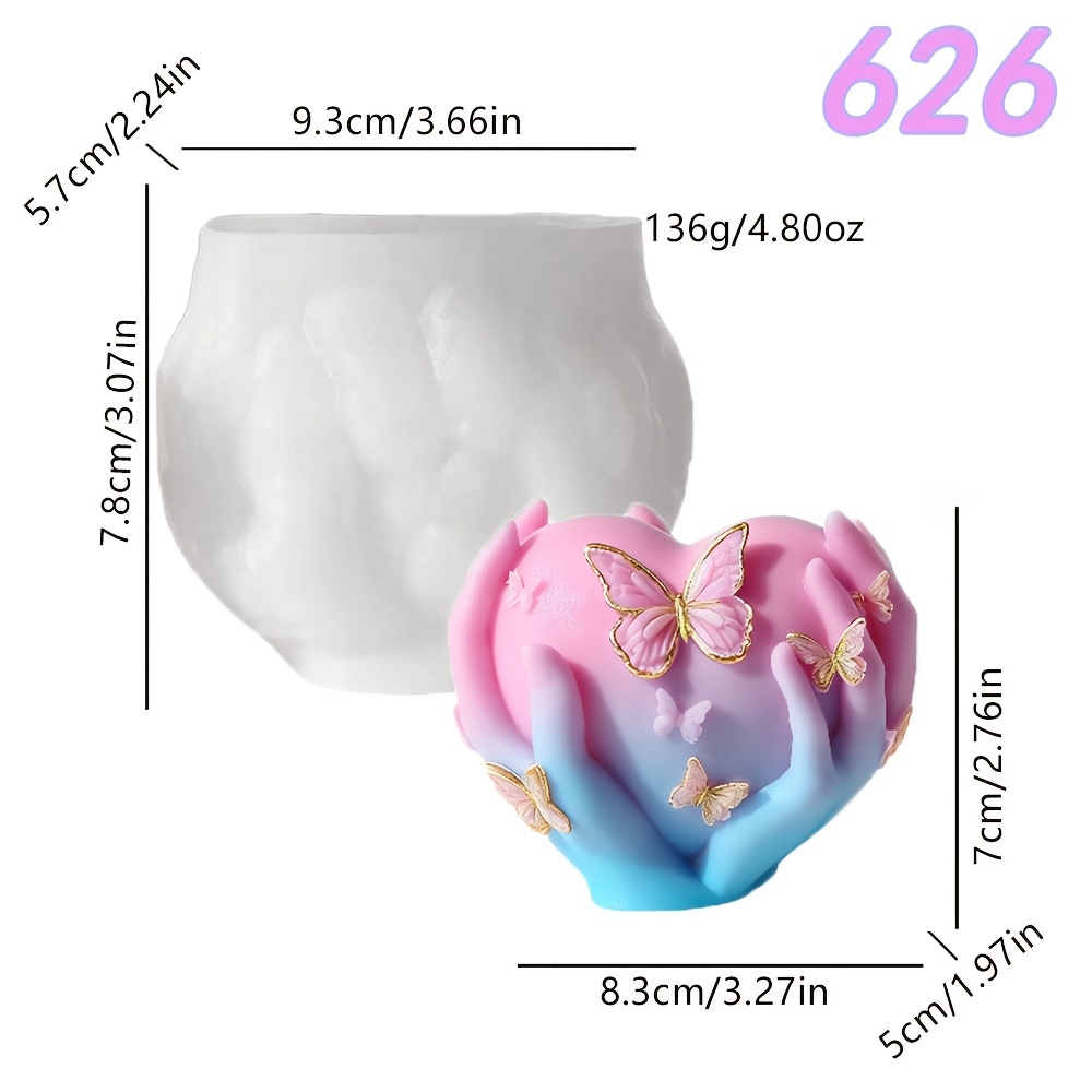 E-shop 1 Stück Handgehaltene Liebe Schmetterling Harz Silikonform, 3D Handgehaltene Liebe Form Schmetterling Design Silikonform, Harz Gießhandwerk,