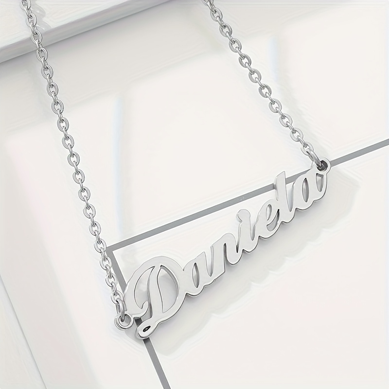 TEMU Stainless Steel Personalized Custom Minimalist Name Pendant Necklace, Perfect Mother's Day Gift, Custom Celebration Birthday Holiday Party Gift