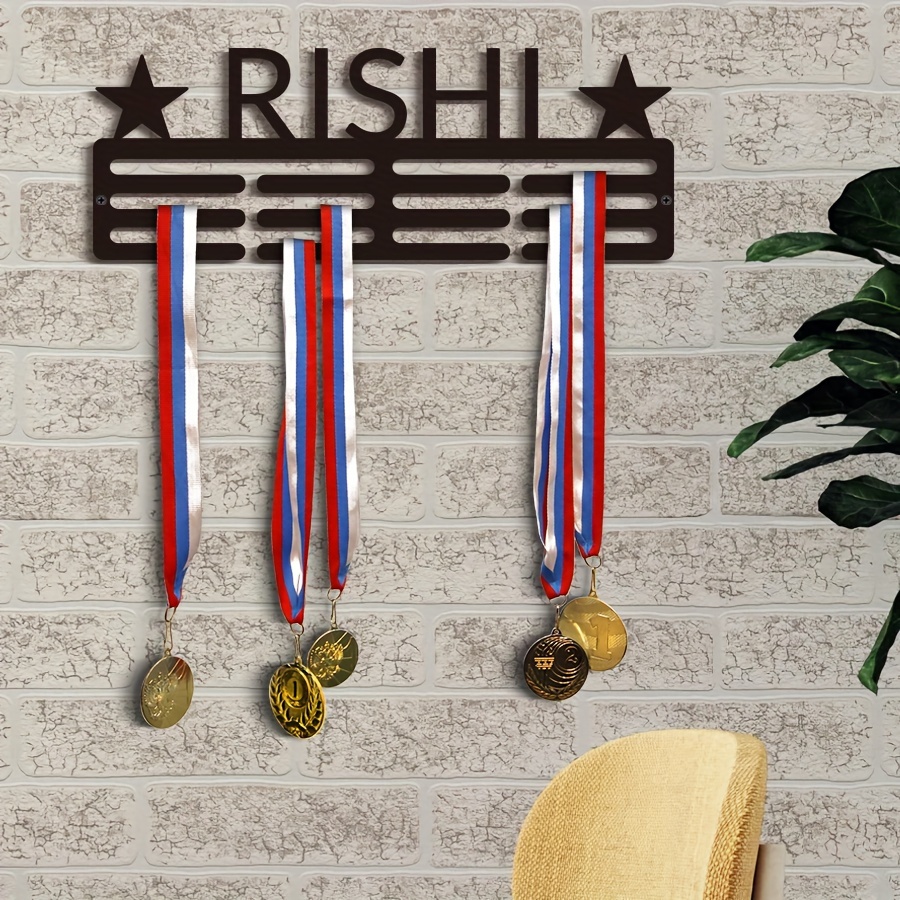 

Customizable Metal Medal Holder - Personalized Name Display Stand For Athletes, Sports Medal Storage Rack, Decor