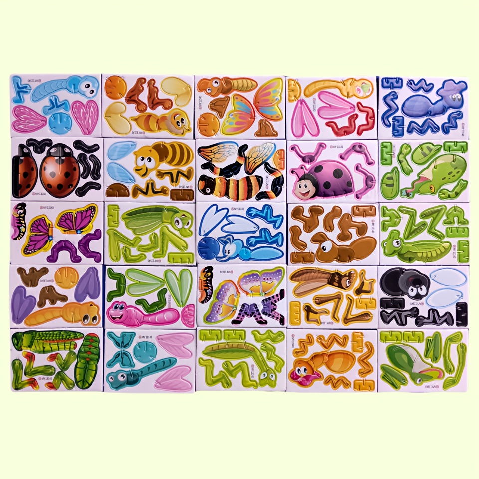Image of 30pcs Insect Puzzles - Vibrant Colors, Designs, Ideal For Party Favors, Educational Toys, Easy Assembly, Perfect For Halloween, Christmas Events And Party Supplies