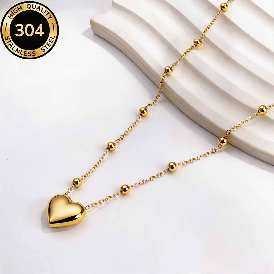 Women's Heart Pendant Titanium Steel Necklace, Minimalist Design