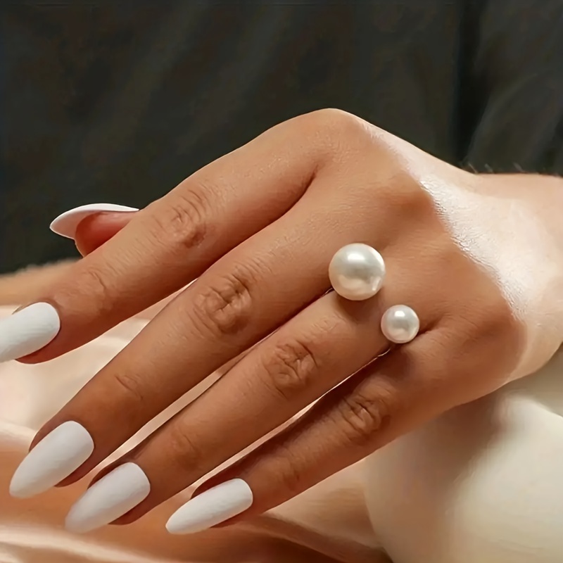 Adjustable U-Shaped Double Pearl Ring Style