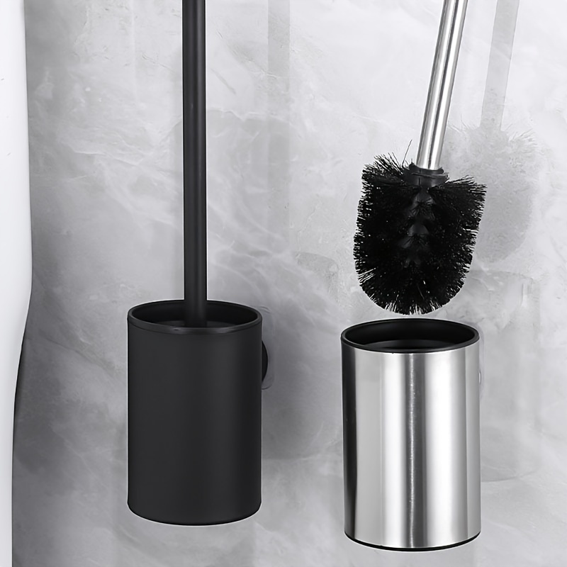  Escobilla de inodoro y soporte de aluminio, juego creativo de  cepillo de baño para baño, cepillo de limpieza de inodoro (color negro) :  Hogar y Cocina