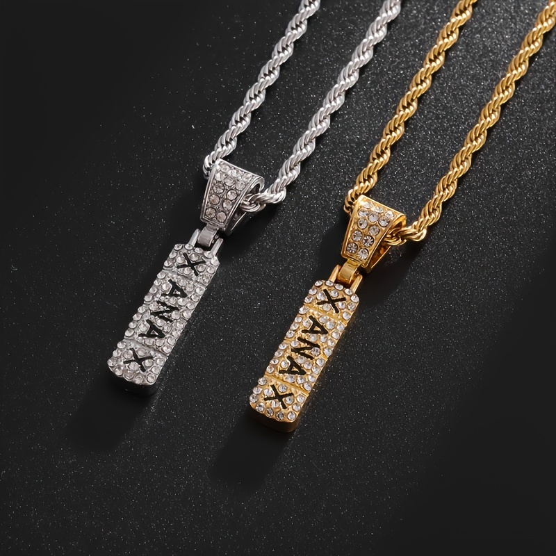 Unisex Ice Lucky Letter Necklace, Sparkling Gift