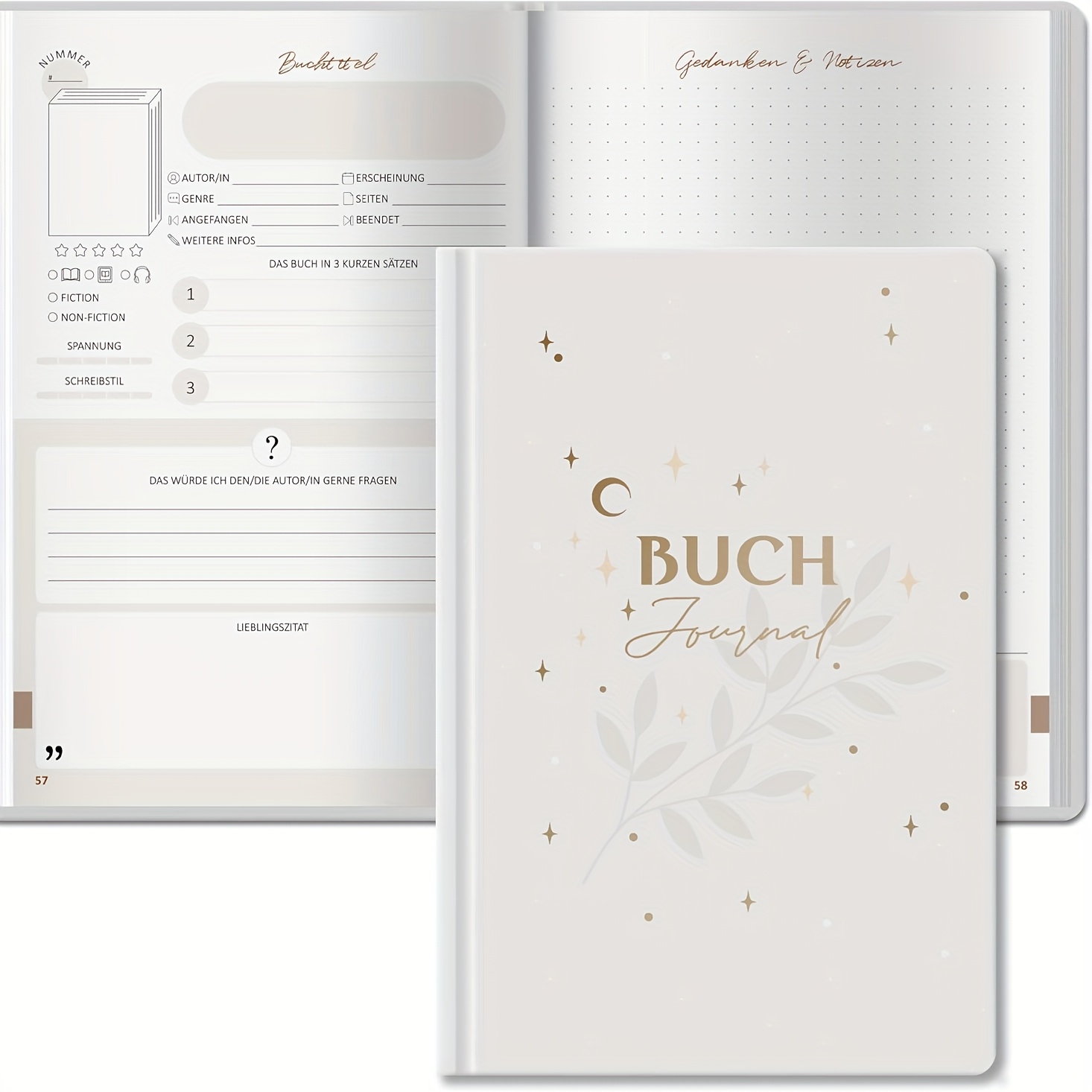 E-shop BIROYAL Buchtagebuch: Book Club Lesejournal, Platz für 52 Bücher - Hardcover DINA5 Erwachsenen Ausführung - Lese Zubehör, Buch Logbuch, Lese