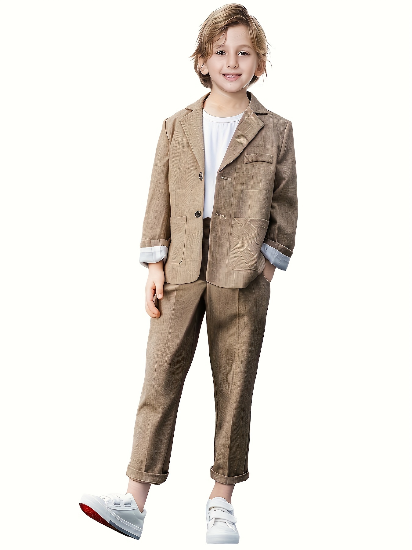 boys dress boys casual suits wedding outfits kids 2 piece - Temu