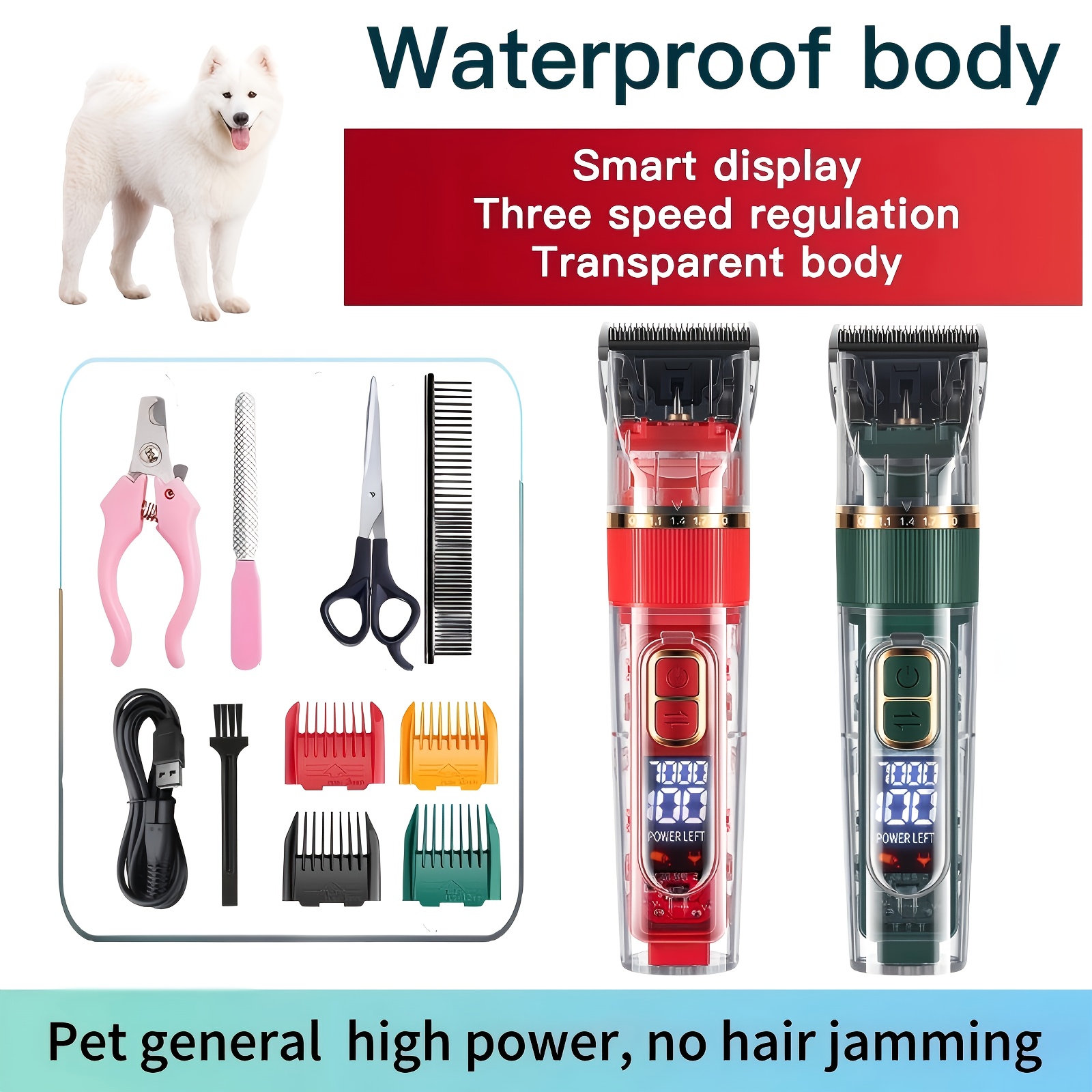 bz 803 rechargeable electric pet hair trimmer kit in dog