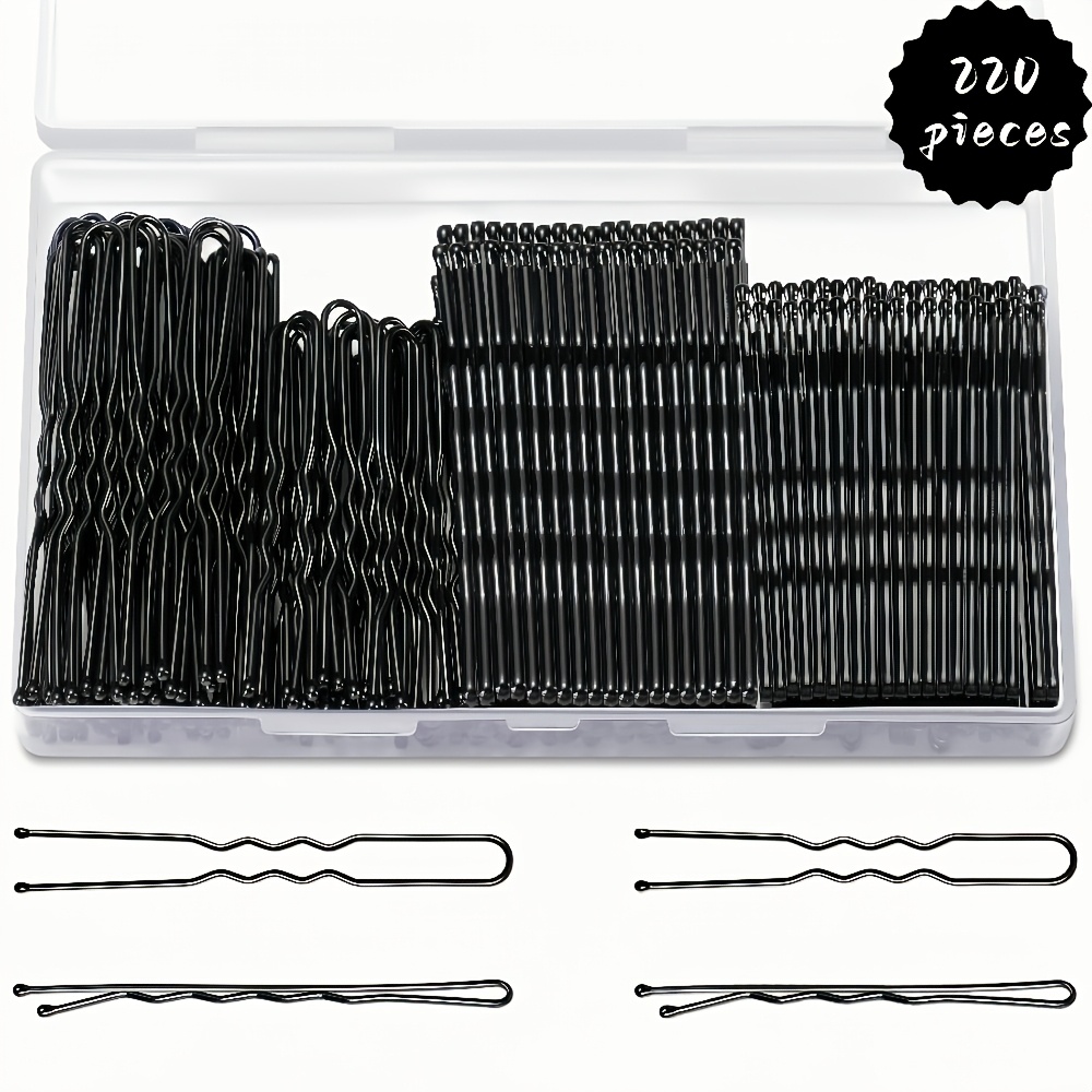 Image of 220pcs Hair Accessory Set (with Storage Box), Including 110 U-shaped Hair Pins And 110 Bobby Pins. In Sizes Of 2. 97 Inches, Ideal For Ballet Performances, Bridal Hairstyles And Daily Wear.