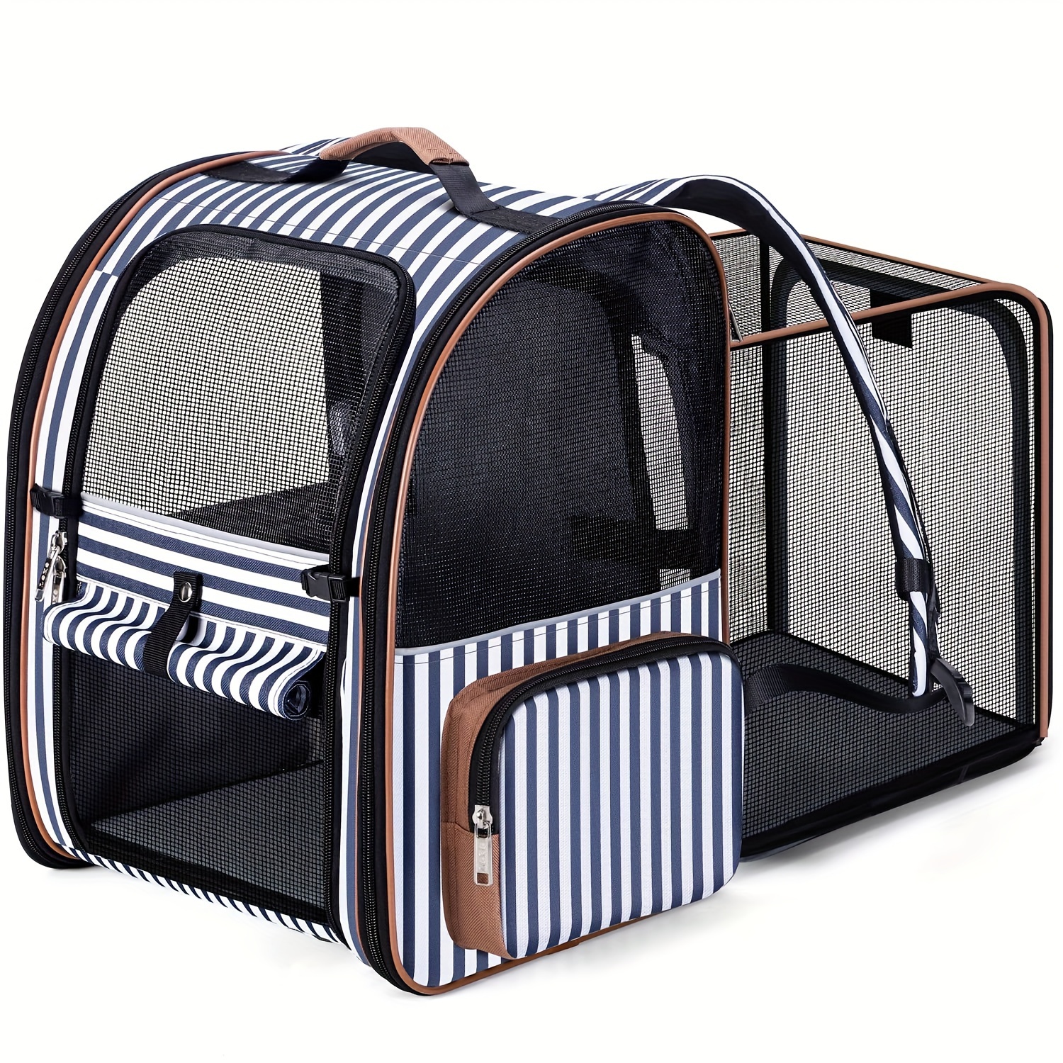 

Large Cat Backpack Carrier Expandable Pet Carrier Backpack For Small Dogs Medium Cats Fit Up To 18 Lbs, Dog Carrier Backpack, Puppy Backpack Carrier, Blue Striped