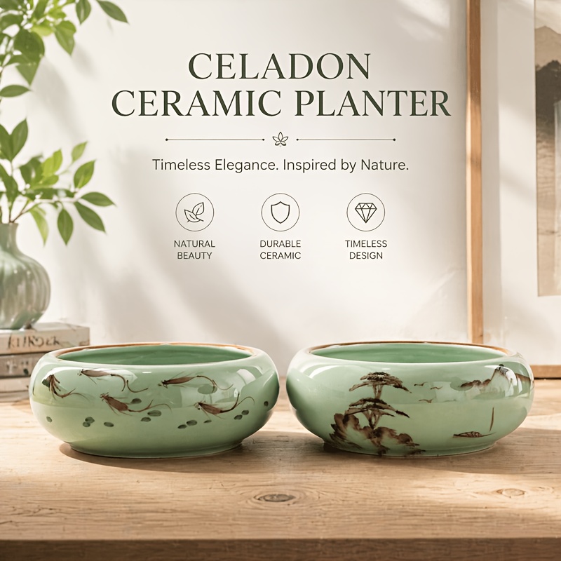 1pc Extra Large Retro Hand-Painted Ceramic Flower Pot - Weather-Resistant  Indoor/Outdoor Hydroponic Planter with Saucer, 20cm Diameter Multipurpose  Container for Bonsai, Succulents, Coffee Table & ...