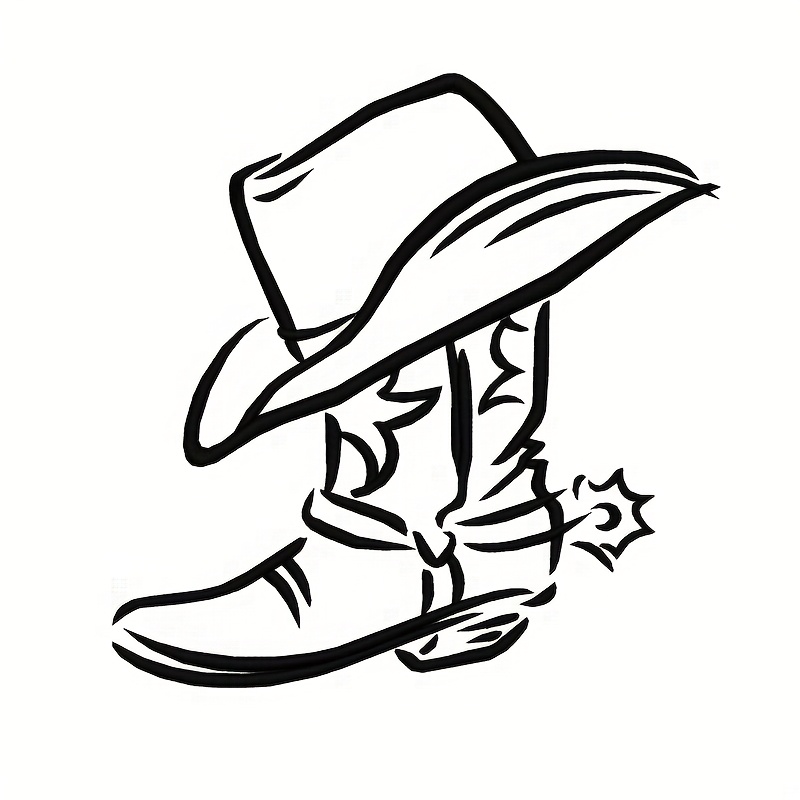 Cowboy Boot And Hat Sticker, Car Sticker, Car Window Decoration, Vinyl Decal