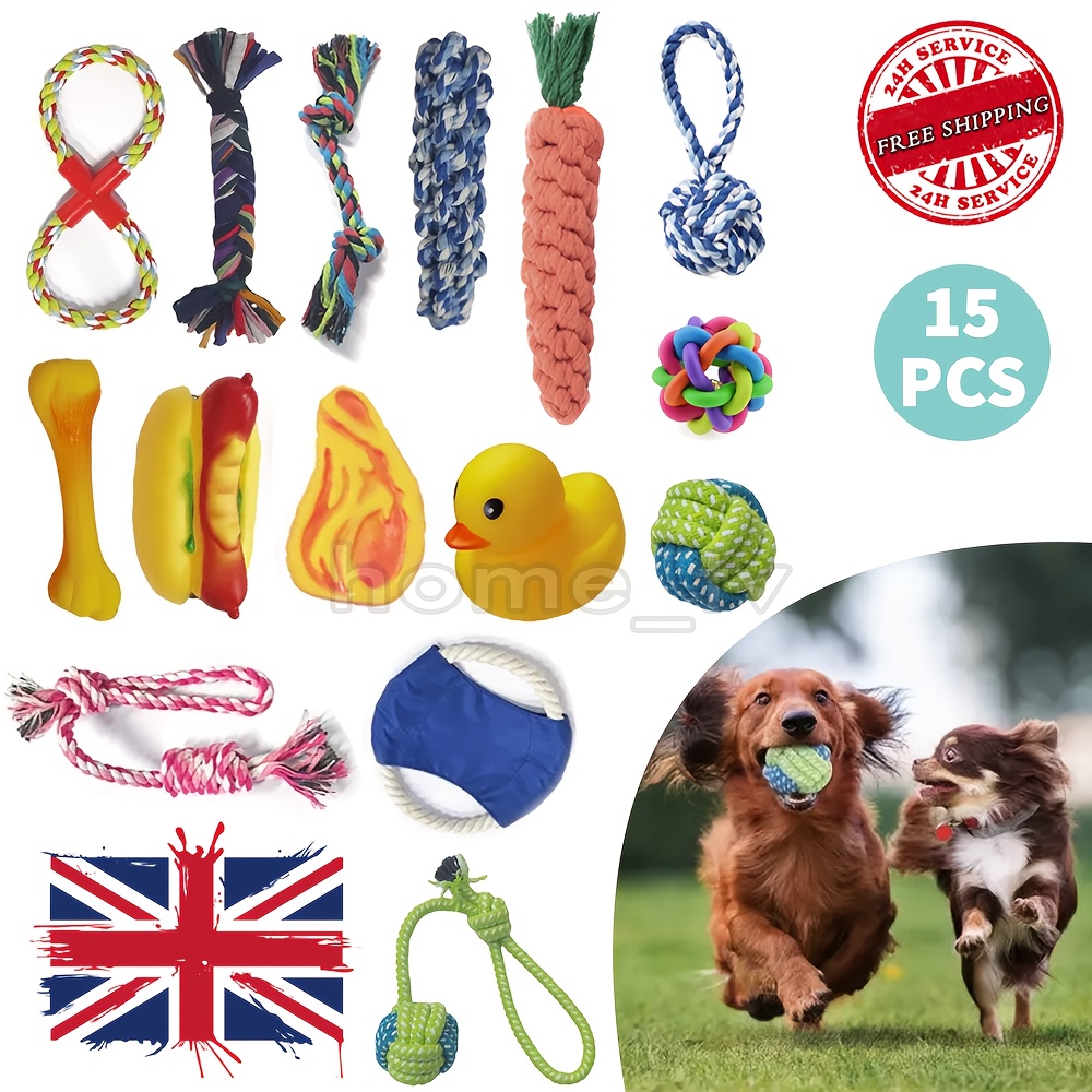 15 Pack Blend Rope Dog Toys for All Breed Sizes