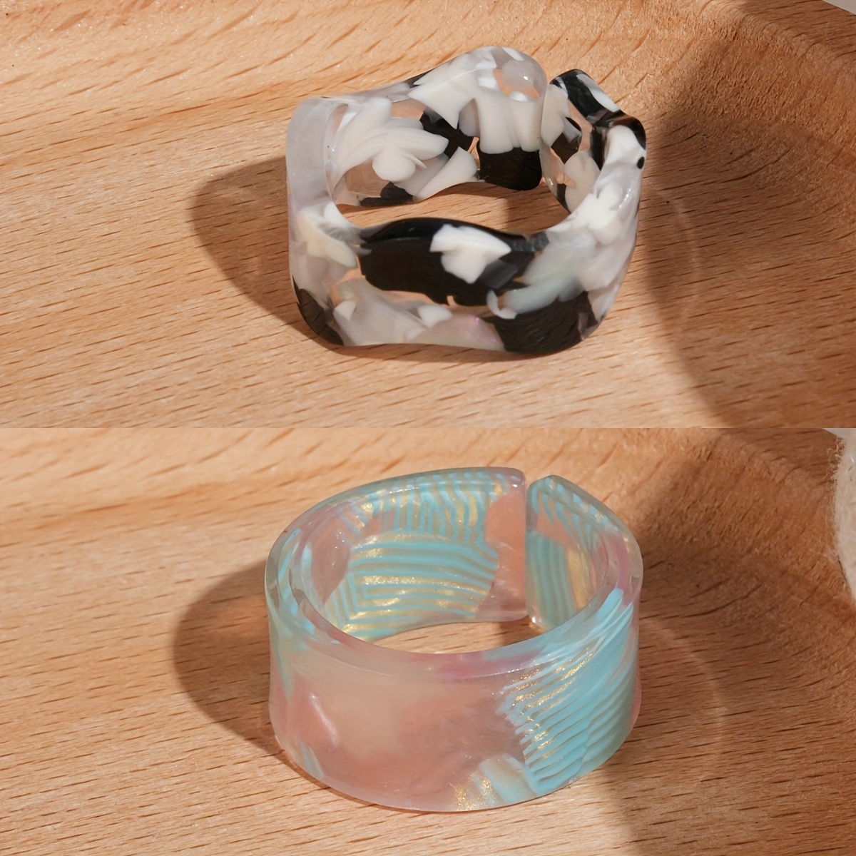 Geometric Resin Open Rings Set + All Match Rings Set