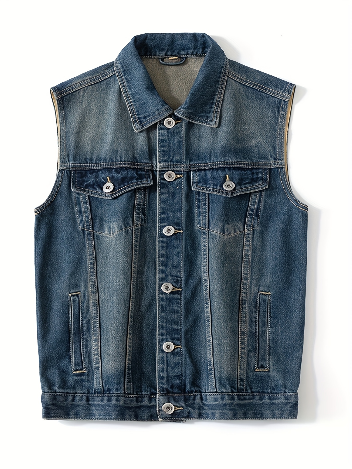 herren denim weste ärmellos knopfleiste lässige jeansjacke Temu