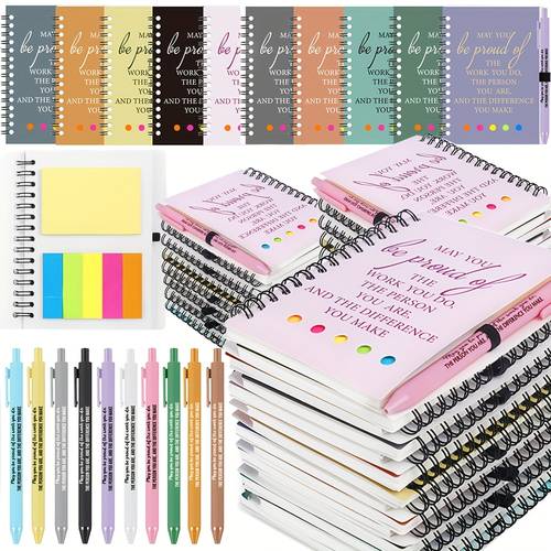 Conjunto de 30 Presentes de Agradecimento para Funcionários, 30 Cadernos de , 30 Canetas Esferográficas Motivacionais, Presentes de Agradecimento às Aulas para , Anotações em Caderno Portátil, Volta às Aulas