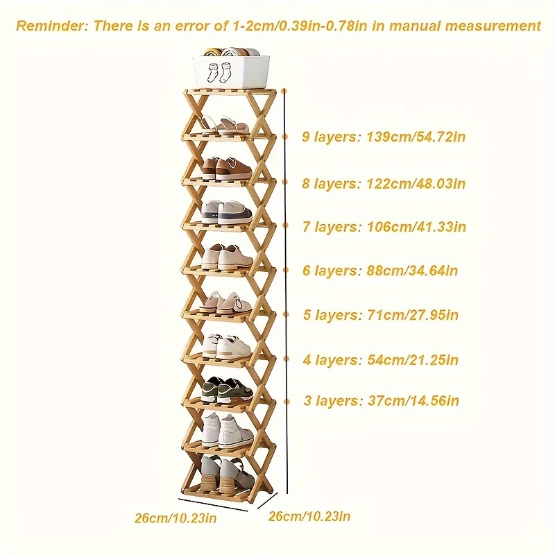 a bamboo installation free foldable shoe rack made of bamboo with   layers   selectable     colors is an     for the small space at the family entrance door details 7