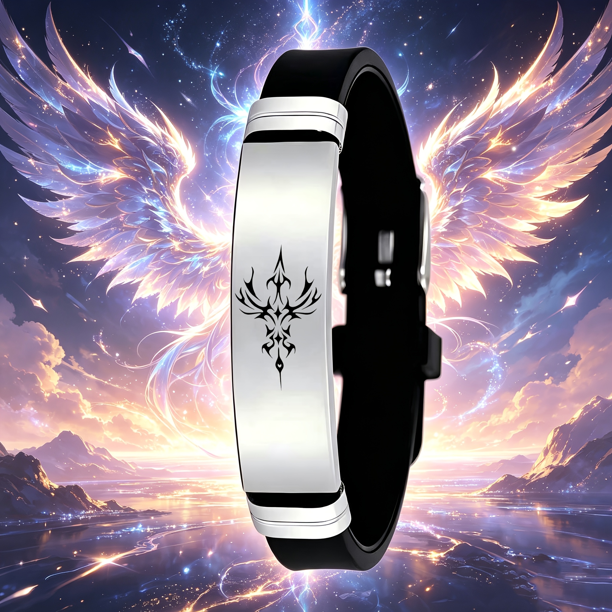 Men's Dark Punk Style Stainless Steel Silicone Bracelet, Trendy Gift