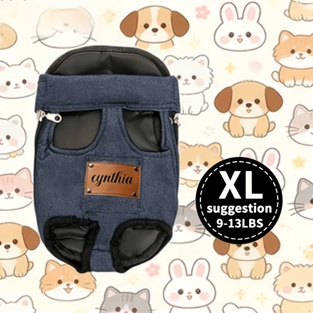 Custom 1pc Dog Carrier Bag, Self-Defined Text Dog Carrier Bag, Adjustable Pet Harness for Small to Medium Dogs and Cats, Breathable and Heat-Resistant, Quick-Release Safety Buckle, Comfortable Chest Harness, Zipper Closure