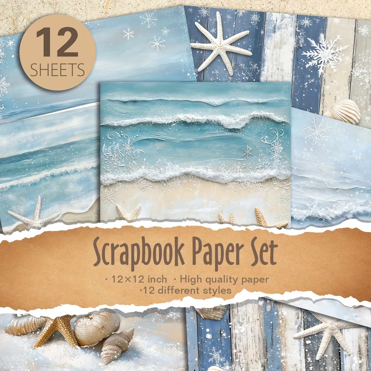 TEMU 12/24 Feuilles Bloc de Papier Scrapbooking 12×12", Papier à pour Scrapbooking, Papier Cartonné, Fournitures de Fabrication de Cartes Décoratives