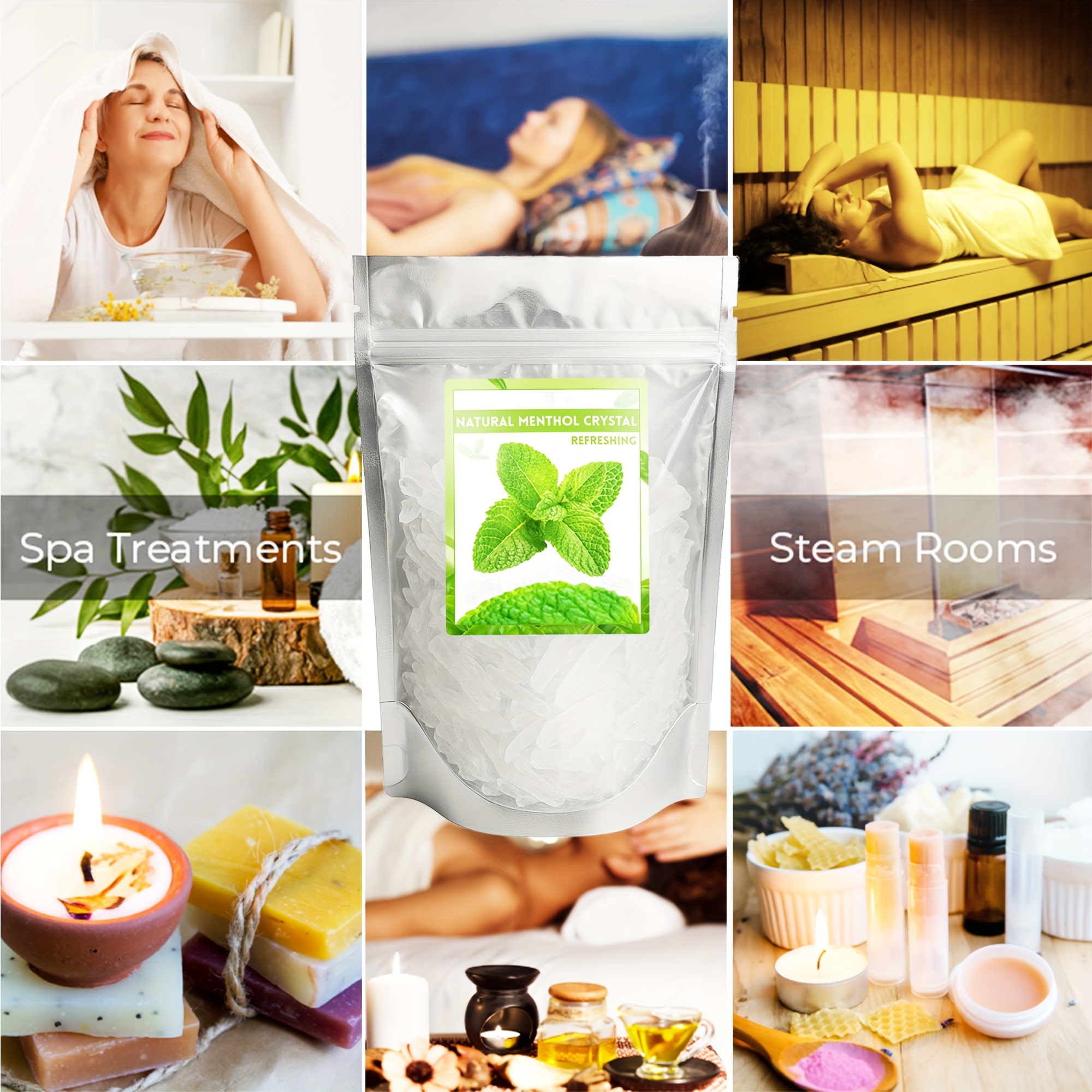 1oz Natural Menthol Crystal for Spa & Sauna - Refreshing Minty Aroma, Long-Lasting Freshness, Ideal for Steam Inhalation & Relaxation - Comes in Resealable Standalone Bag, Perfect for Christmas, Halloween, Easter