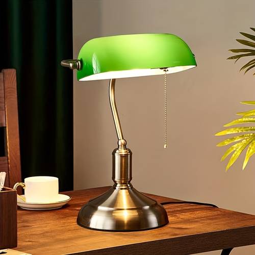 vintage bankers desk lamp european style glass table lamp with retro bedside charm metal base usb powered home office or bedside decor desk lamps for home office decorative desk item elegant