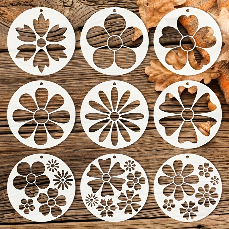 TEMU 9 Flower And Daisy Embroidery Templates Suitable For Clothing Embroidery Decorations, Scrapbooking, Canvas Bags, Walls, Cabinets, Garden Fences,