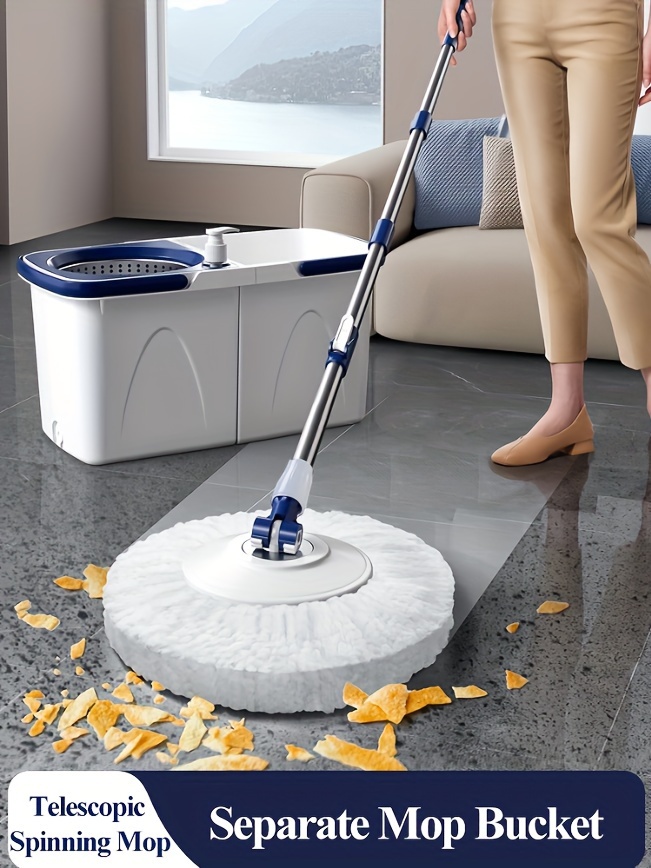 easy   spin mop and bucket set with 2 4 reusable pads self  ing wet dry use for hardwood laminate   for home   cleaning for return school details 0