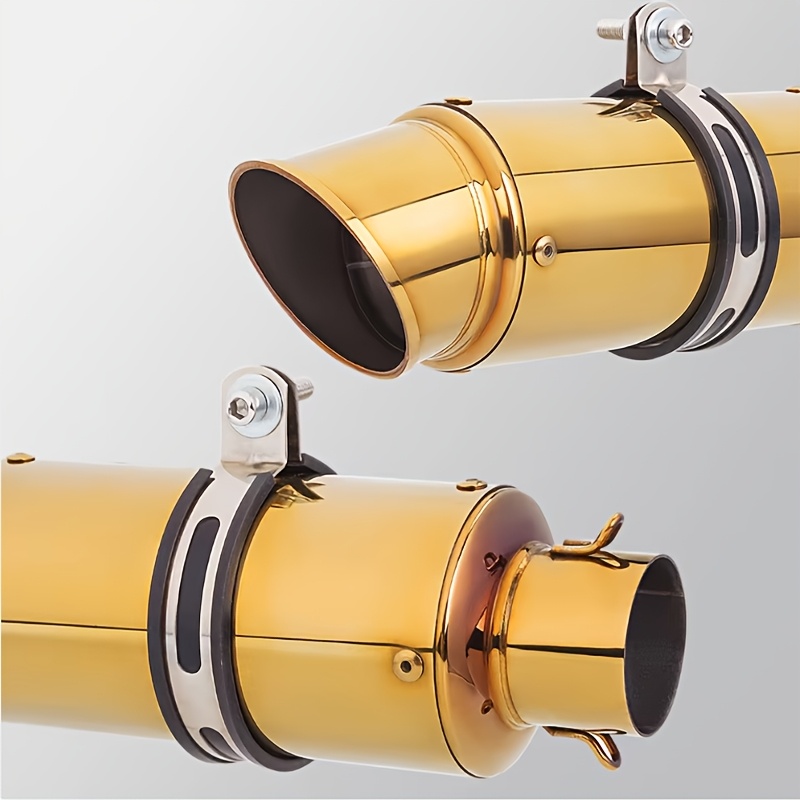 universal modified motorcycle exhaust pipe with 51mm diameter   mouth design   suitable for off road motorcycles street travel motorcycles   motorcycles all terrain vehicles and other golden color imitation carbon fiber titanium color black half blue details 3