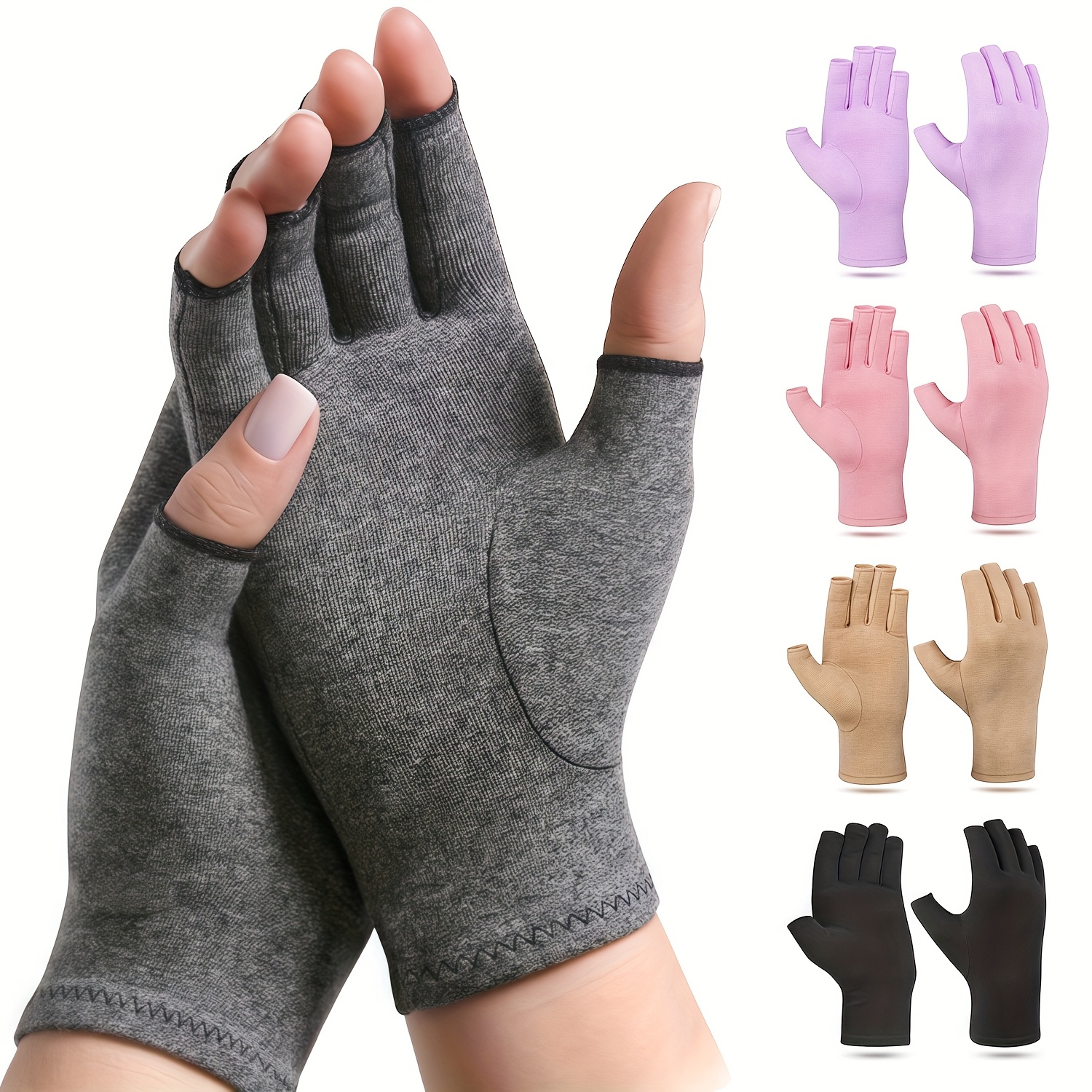 1Pair Premium Fingerless Compression Gloves for Keep Warm, Daily, Typing, Sports, Workout - Thumb Brace Gloves for Women & Men - Hand Support Wrap - Half Finger Pressure Gloves - Open Finger Fit Joint Care - Autumn and winter Gloves