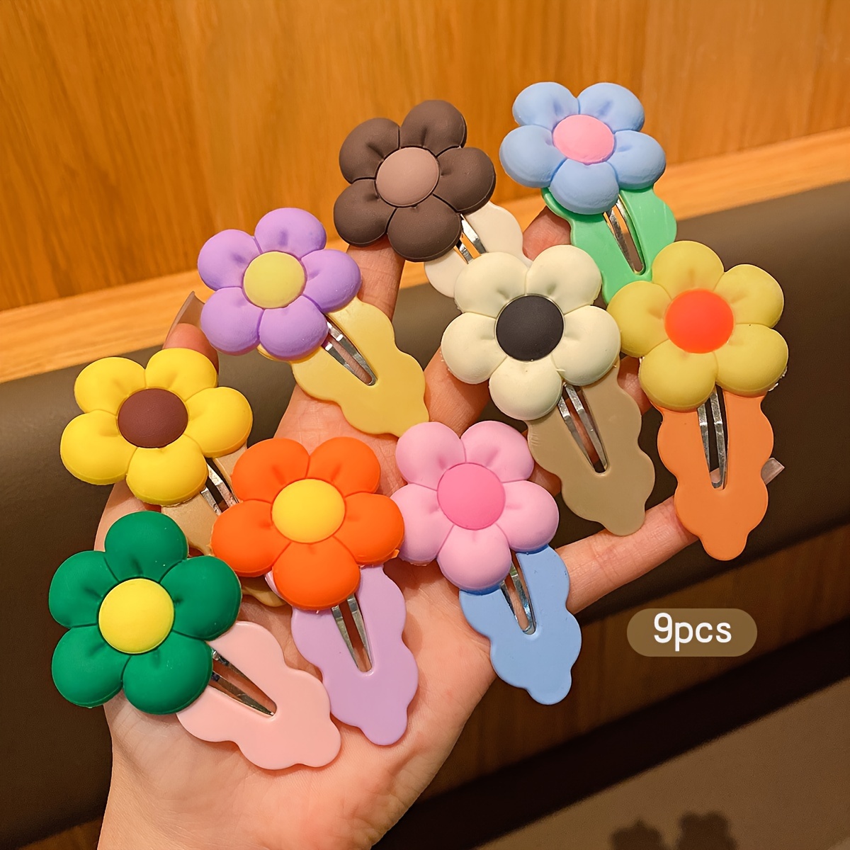 

9pcs Hair Clips Set - Sweet Korean Style, Bb Clips With , Synthetic Rubber, Teens' Daily & Casual Wear, Cute Hair Clips