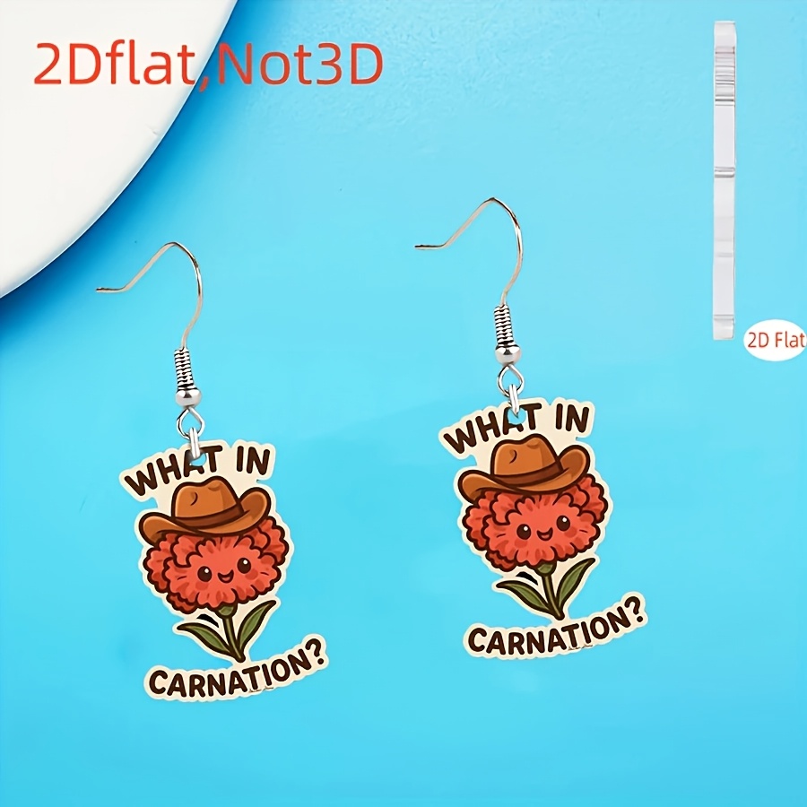 2D Flat Cowboy Hat Pendant Earrings for Western Style