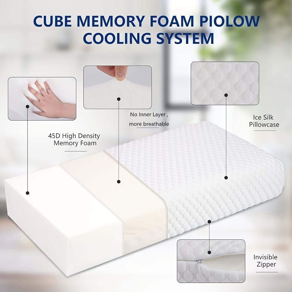 1pc cube memory foam pillow side sleeper pillow for neck and shoulder cooling bed pillow for side sleeping soft and supportive cervical pillow square pillow three dimensional pillow