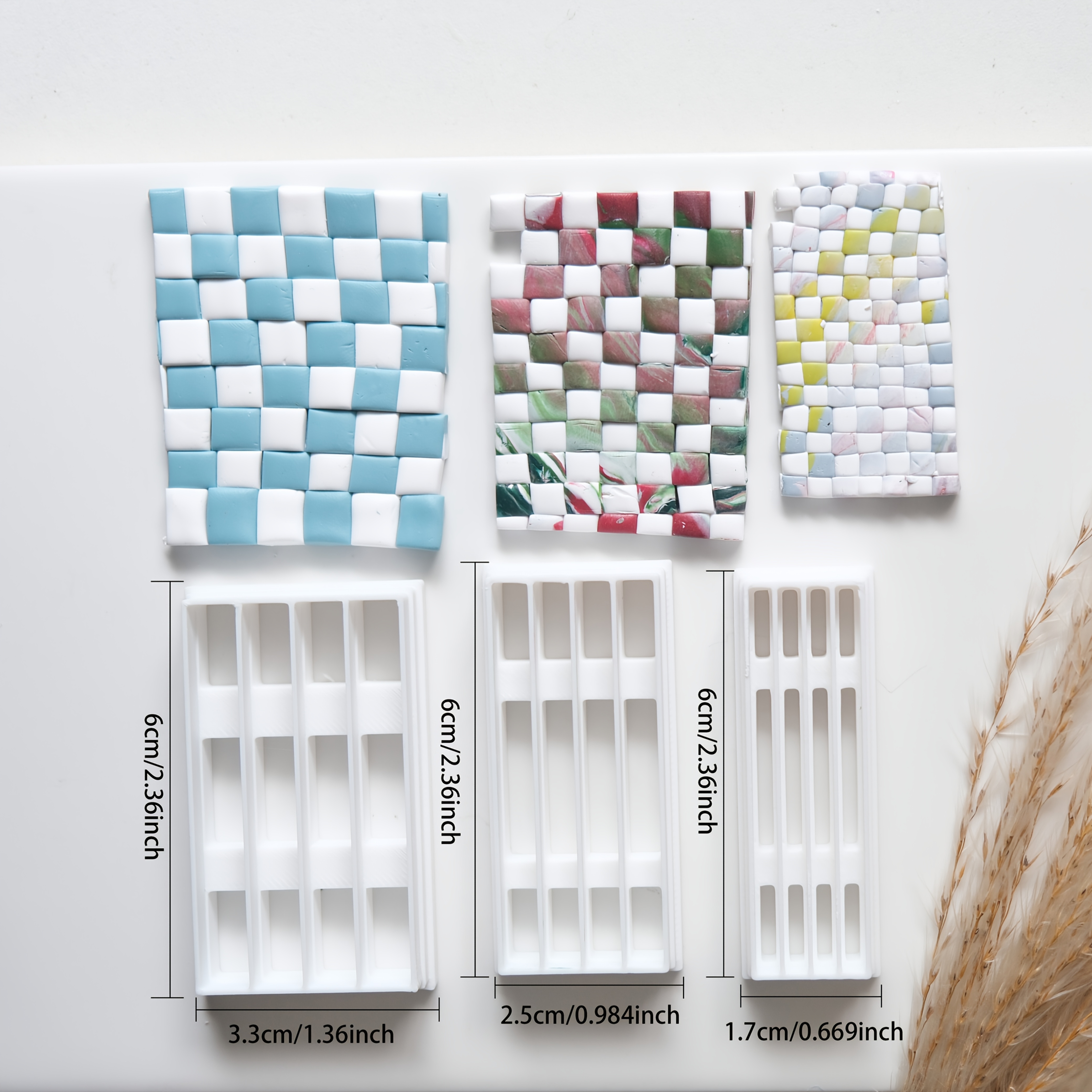 E-shop 3-teiliges Set Kunststoff-Polymer-Tonformen-Set mit Präzisionsschneidestanzen - Mehrfarbig kompatibel (Türkis, Rosa, Weiß, Grün, Blau, Rot) -