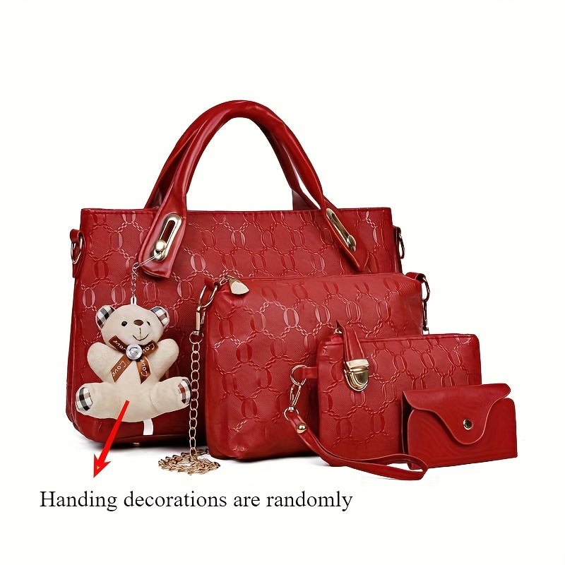 womens multi functional 4pcs set crossbody bag shoulder bag and handbag with   for commuting Product details 6