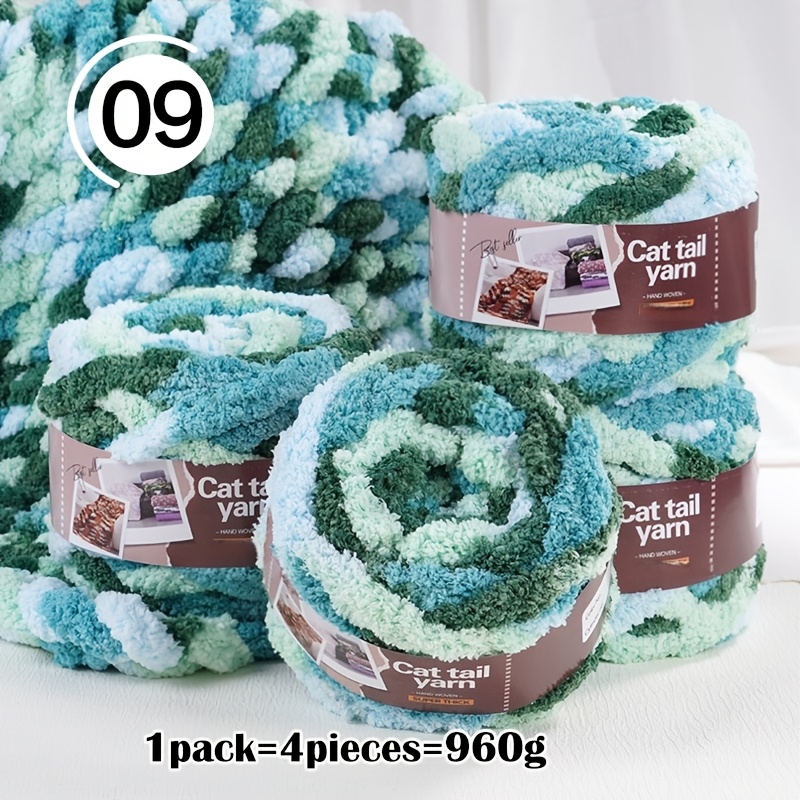 E-shop 4-teiliges neues Katzen-Schwanz-Garn-Set, 4 Stück, 28,34oz. Geeignet zum Handstricken von Kissen, Decken, Schals verschiedenen anderen