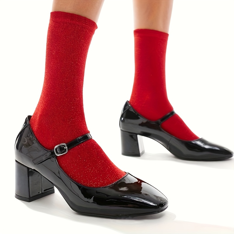 

4/6 Pack Of Women's Golden And Silver Mid-calf Socks, Featuring A Sparkling - A , Holidays, And Gifts, Suitable For Pairing With Over-the-knee Socks, Ankle Socks, And Tights.