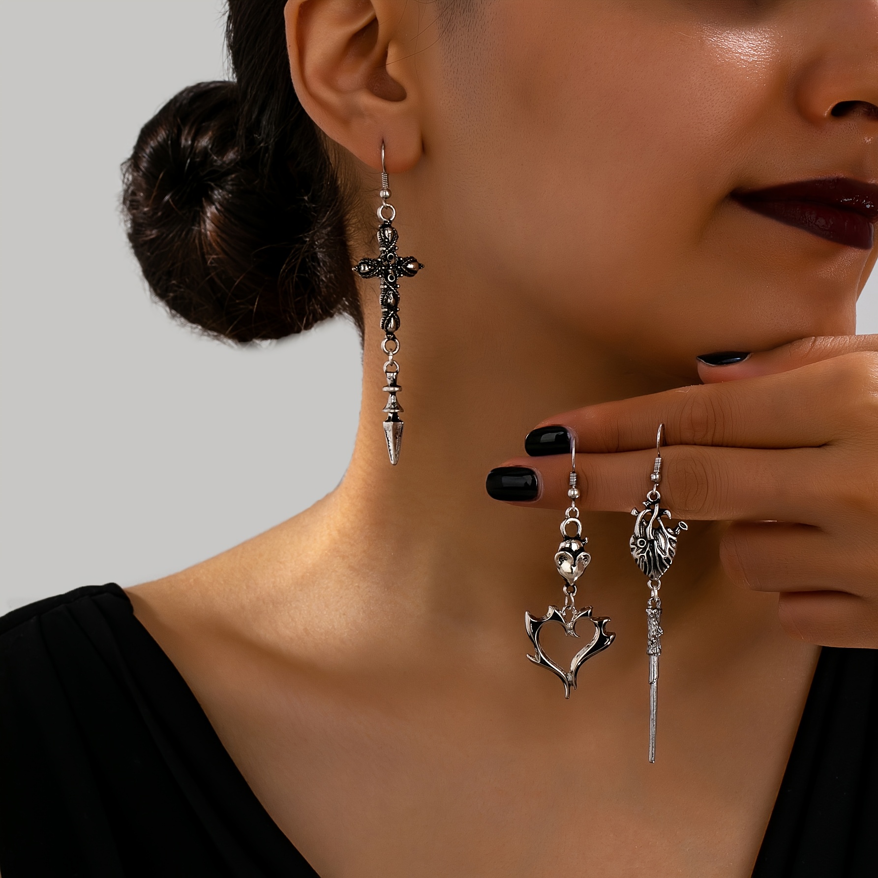 Women's Vintage Distressed Gothic Style Long Earrings