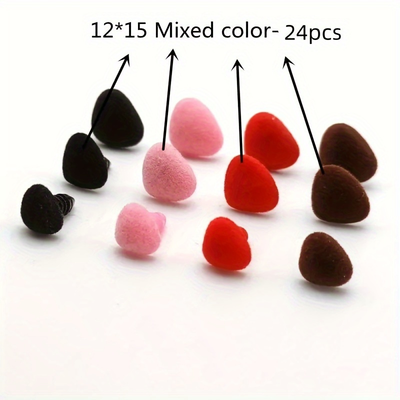 Image of A Bag Containing 24 Plush Triangle Nose Buttons For Plush Animal Crafts, Complete With Safety Washers