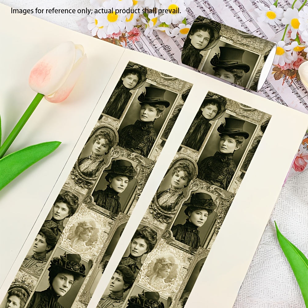 TEMU 2 Rolls, 2d 1.97×47.24in Vintage Figure Portrait Washi Tape Stickers, Trimmable. Ideal For Journal Collage, Scene Building, Decoration, Diy Gift