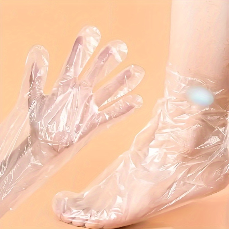 

200pcs-100pcs Gloves + 100pcs Foot Mask Foot Covers Disposable Moisturizing Socks-moisturizing Hand Socks Plastic Socks, Pedicure Socks, Foot Wax Stone Wax And Foot Mask Moisturizer Use