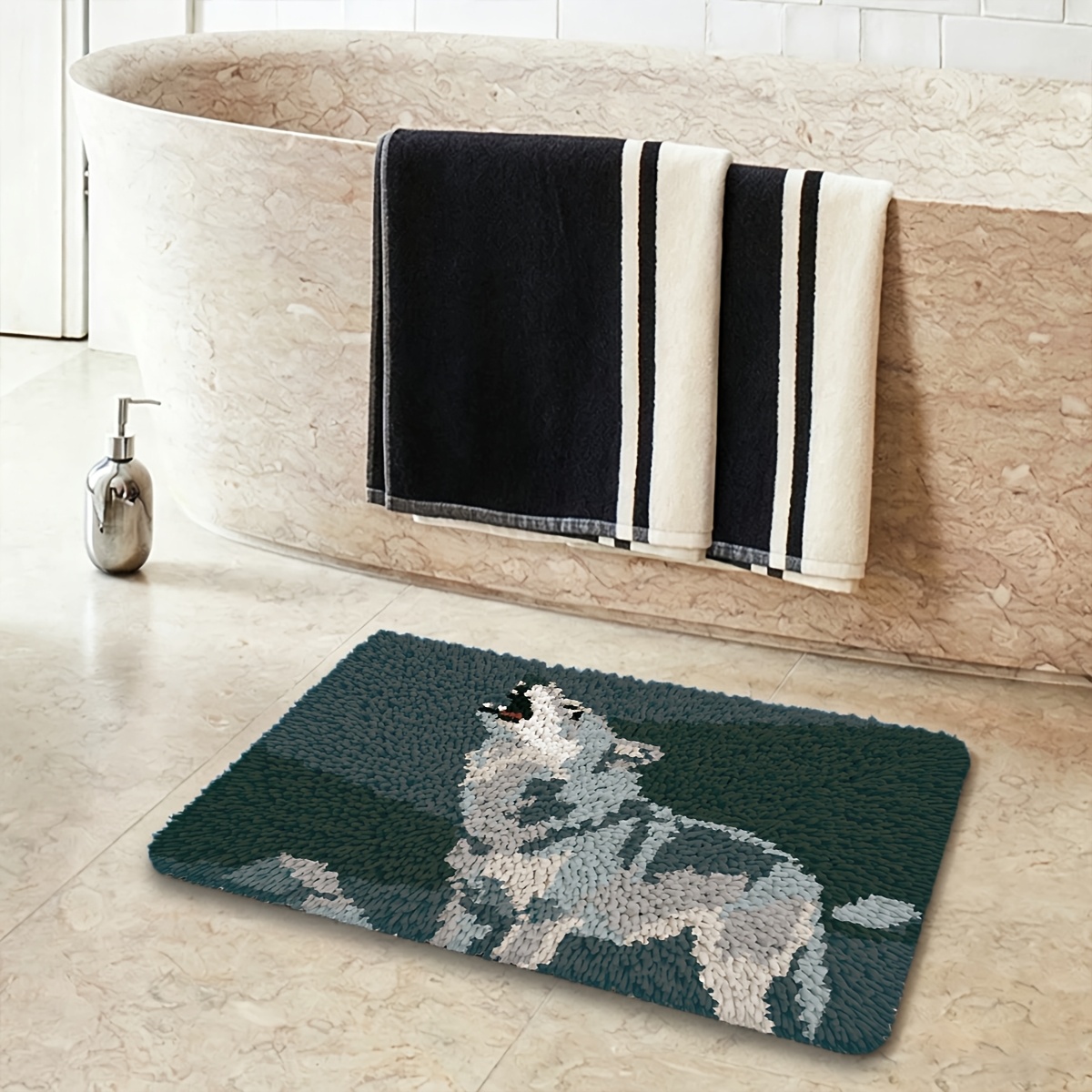 Latch Hook Carpet Kit for Beginners, Includes Printed Canvas & Yarn Set