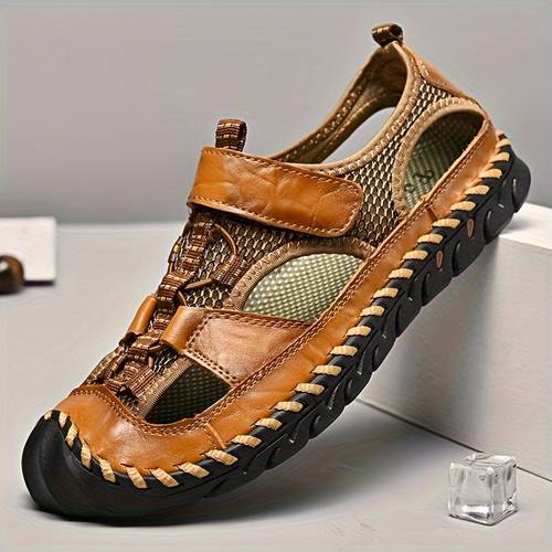 mens sandals summer fisherman closed toe sandals for men handmade breathable water sandals outdoor non slip walking shoes anti collision hiking athletic slides sandals for men