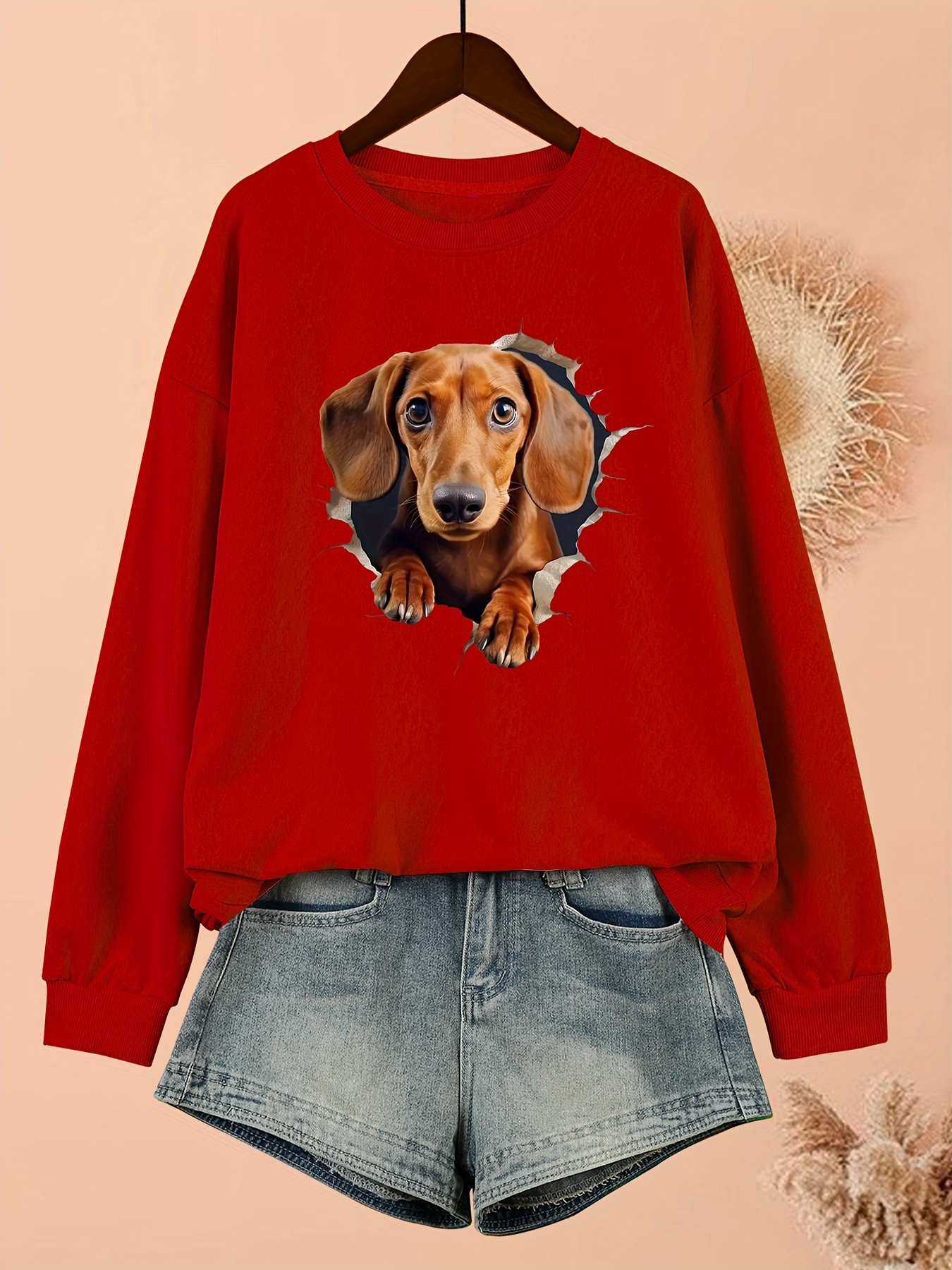 Damen Pullover Pullover Hundemotiv Damen Pullover Mit