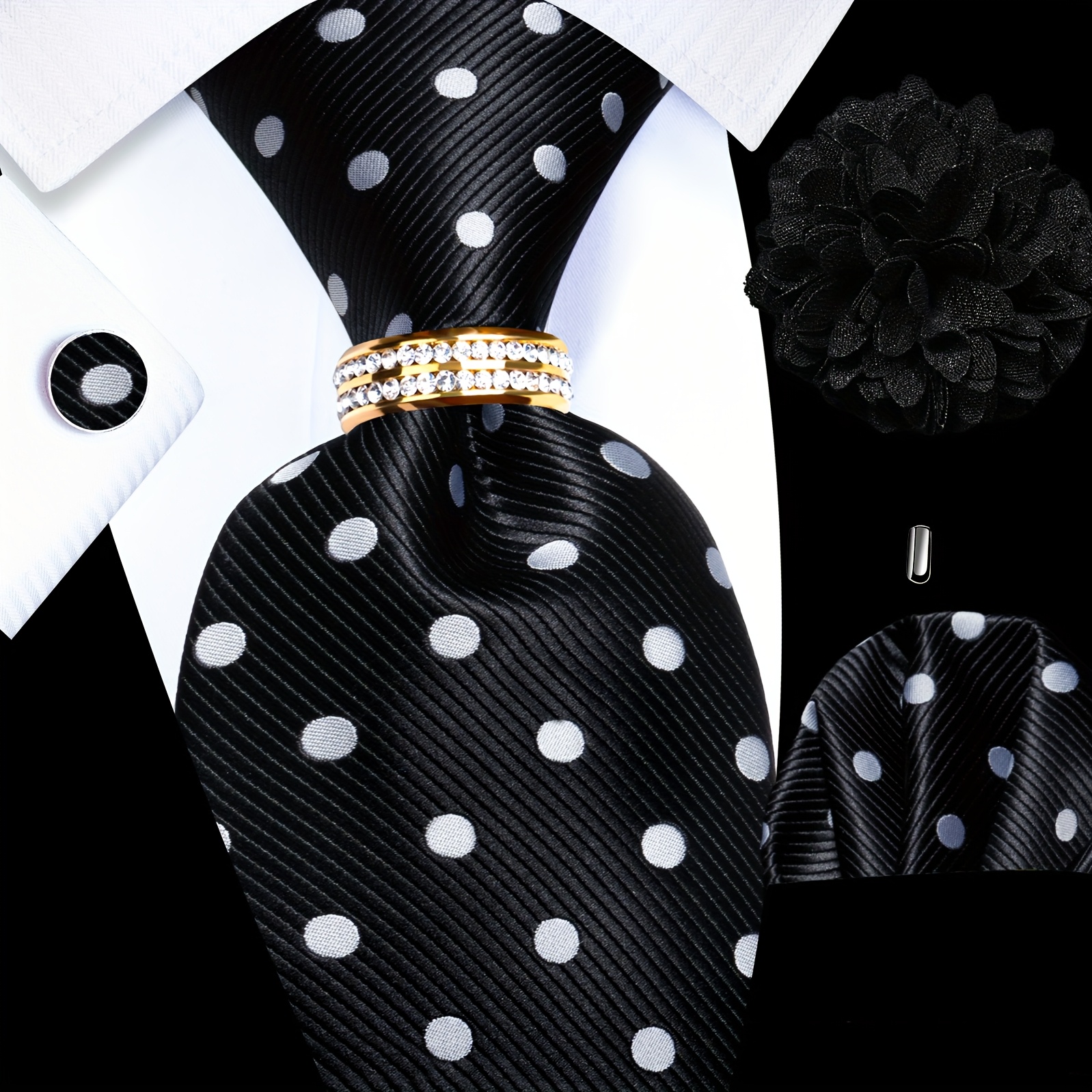 Ensemble cravate noire blanche -299+19